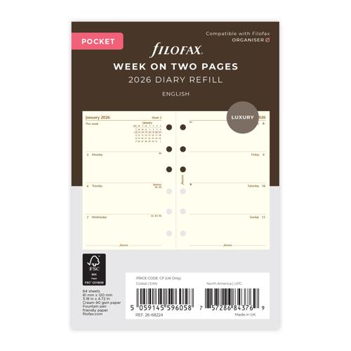 Filofax Refill Classic WTV Pocket Cotton Cream 2026
