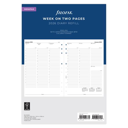 Filofax Refill Classic WTV With Appts Vertical Deskfax 2026