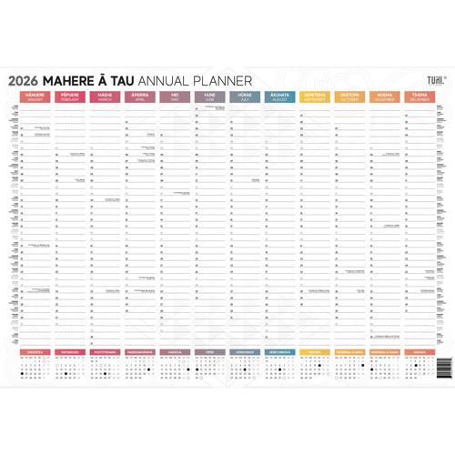 Tuhi Wall Planner Double Sided 990 x 700mm Unlaminated Maori 2026