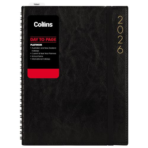 Collins Platinum A41 DTP Diary Black Wiro 2026