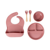 Silicone Feeding Set - Dark Pink - Baby First