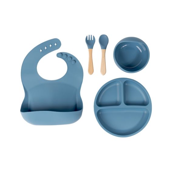 Silicone Feeding Set - Grey Blue - Baby First