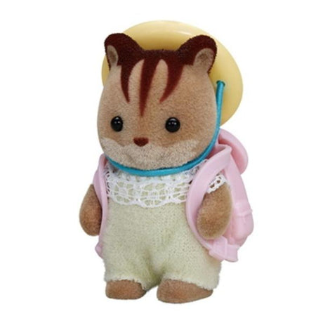 Adorable Walnut Squirrel Baby figure with hat and rucksack, promoting imaginative play and family themes for ages 3 and up.