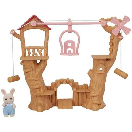 Enchanting Baby Ropeway Park playset features a gondola ride, Milk Rabbit Baby, and an adventure playground for imaginative fun.