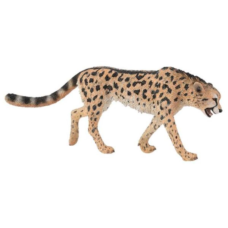 Hand-painted CollectA King Cheetah figurine, 13x2x5 cm, showcasing intricate details and made of durable, non-toxic vinyl.