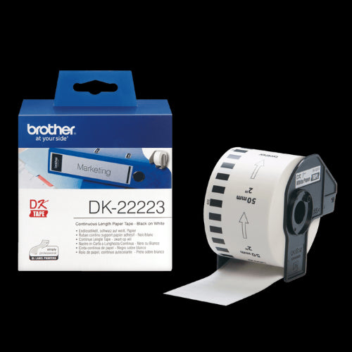 DK-22223 Continuous Paper Label Roll - Black on White - 50mm wide
