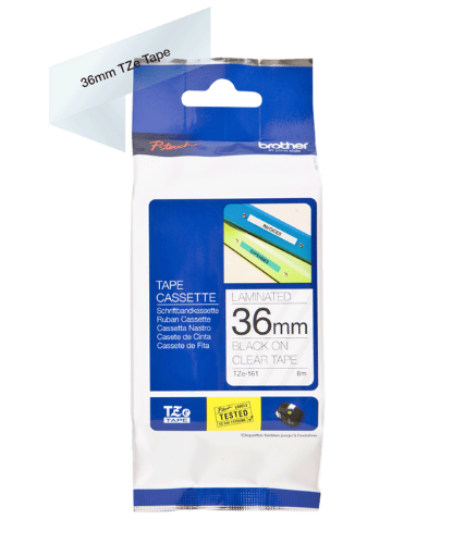 Brother TZe161 36mm TZ Tape Black on Clear