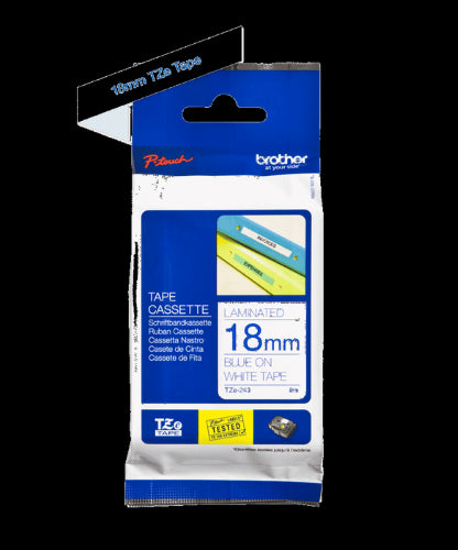 Brother TZe243 18mm TZ Tape Blue on White