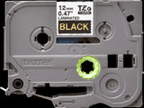 Brother TZe334 12mm TZ Tape Gold on Black