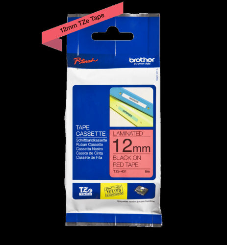 Brother TZe431 12mm TZ Tape Black on Red
