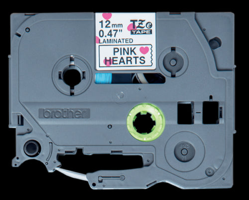 Brother TZeMPPH31 12mm Tape Black on Pink Hearts