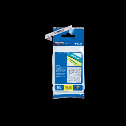 Brother TZeMPSL31 12mm Tape Black on Silver Lace Pattern