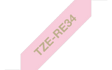 Brother TZeRE34 12mm Non Adhesive Ribbon Gold on Pink