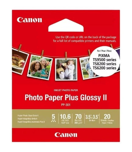 Canon 3.5"x 3.5" Glossy Photo PaperPlus 20's pack