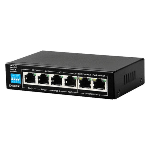 D-Link DES-F1006P-E 6-Port PoE Switch with 4 Long Reach 250m PoE Ports