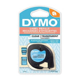 Dymo LetraTag Plastic 12mm x 4m Clear Label Tape