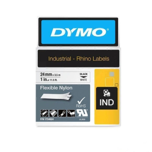 Dymo 1734524 Rhino 24mm White Flex Labels, Nylon