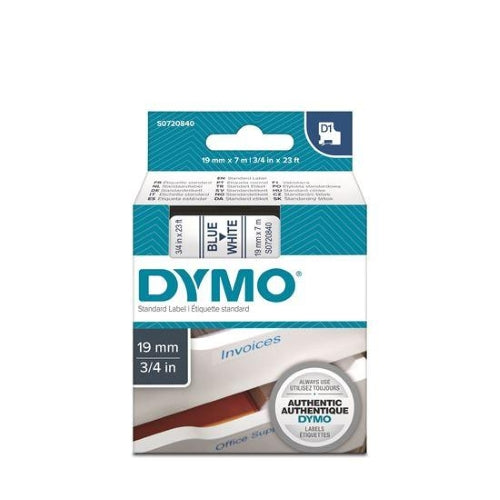 Dymo D1 Tape 19mm Blue on White (45804)