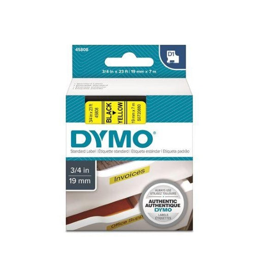 Dymo D1 Tape 19mm Black on Yellow (45808)