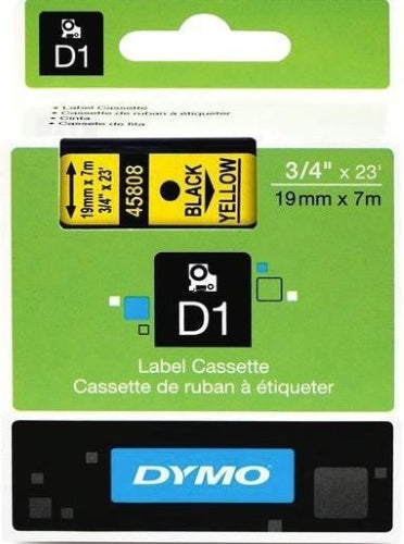 Dymo D1 Tape 19mm Black on Yellow (45808)
