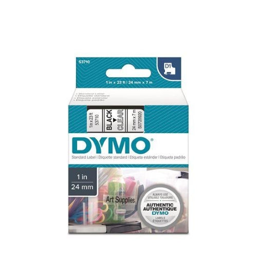 Dymo D1 Tape 24mm Black on Clear (53710)