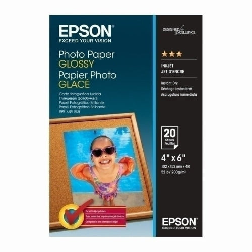 Epson 4" x 6" Glossy Photo Paper, 200gsm, Pack of 20 Sheets