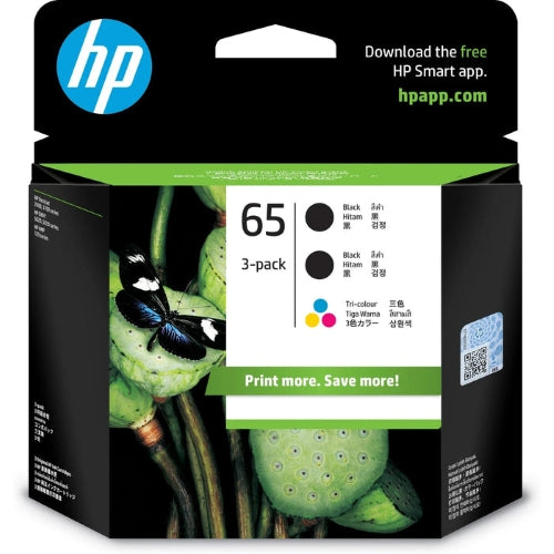 HP 65 Color and Black Ink Cartridge Combo 3's Pack (3YP10AA)