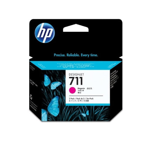 HP 711 Magenta Genuine Ink, 29ml, 3's Pack (CZ135A)