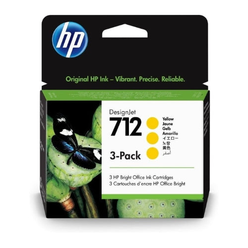 HP 712 Yellow Genuine Ink, 29ml, 3's Pack (3ED79A)