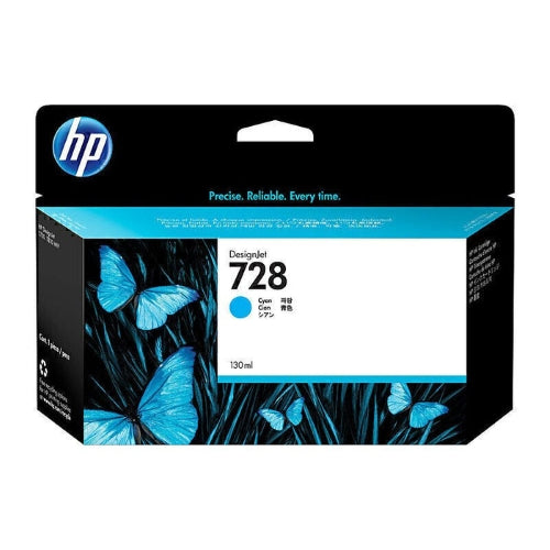 HP 728 Cyan Genuine Ink Cartridge, 130ml (F9J67A)