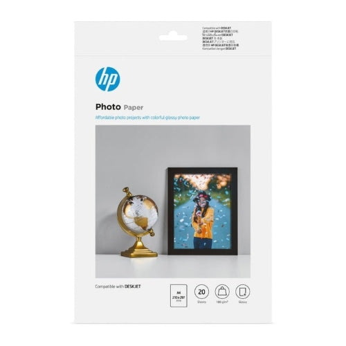 HP A4 Advanced Gloss Photo Paper, 180gsm, Pack of 20 Sheets (9RR55A)