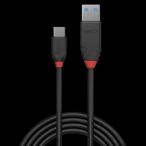Lindy 1 Metre USB-C 3.1 to USB-A Cable 3A - Black Line