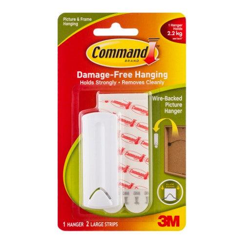 3M Command Picture Hanger 17041 Large White Wire-Backed Pk/1