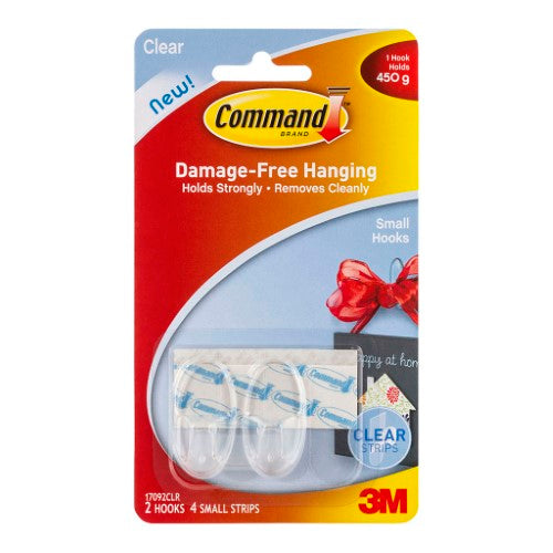 3M Command Hook 17092CLR Small Clear Pk/2