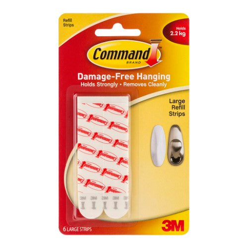 3M Command Strips Refill 17023P Large White Pk/6