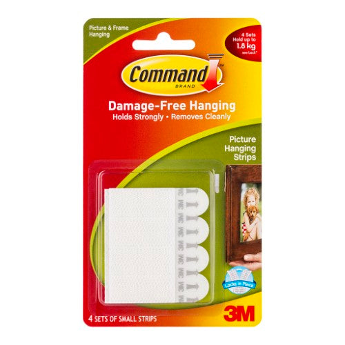 3M Command Strips Picture Hanging 17202 Small White Pk/4 Sets