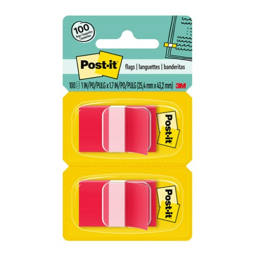 3M Post-it Flags 680-RD2  Twin Pack Red 25x43mm 50/Dispenser, 2 Dispensers/Pk