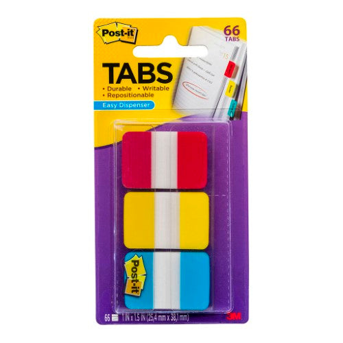 3M Post-it Durable Tabs 686-RYB Blue Red Yellow 25x38mm Pkt/66