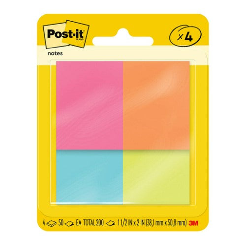 3M Post-it Notes 653-4AF Mini Page Markers 36x48mm 50 sheet pads Pkt/4