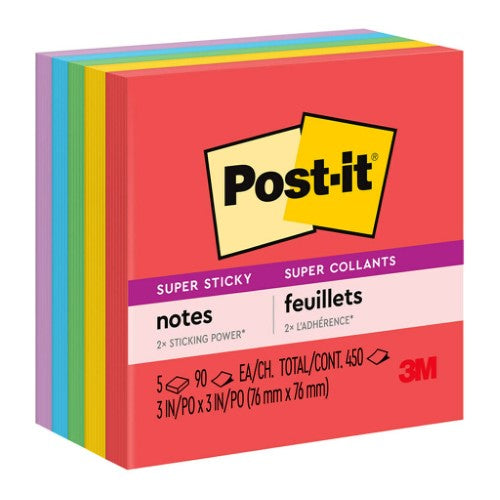 3M Post-it Super Sticky Notes 654-5SSAN Marrakesh 76x76mm 90 sheet pads Pkt/5