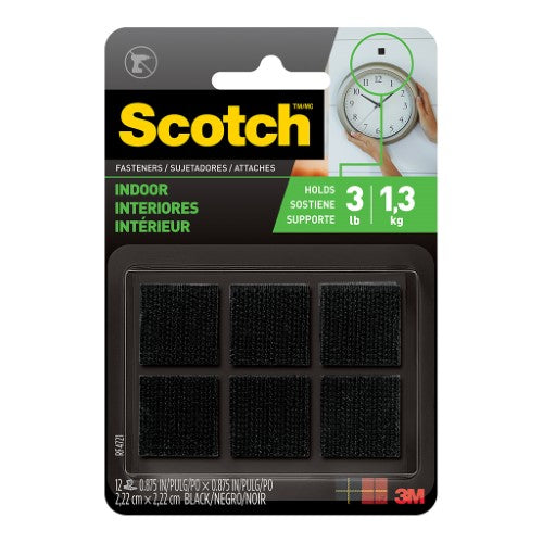 3M Scotch Fastener RF4721 Indoor 22mm x 22mm Black Pk/6 Sets