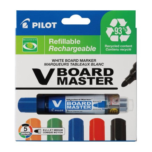 Pilot Marker V Board Bullet Medium Tip 5 Colour Pack (WBMA-VBM-MS-5BG)