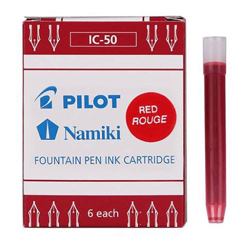 Pilot Fountain Pen Ink Cartridge Red, Pack of 6 (IC-50-R)