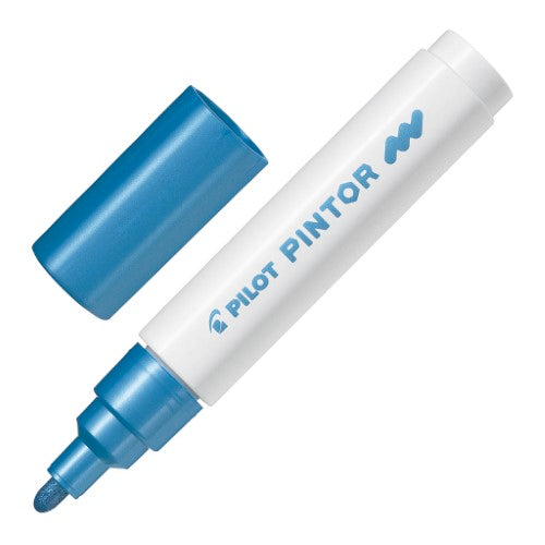 Pilot Pintor Medium Metallic Blue Marker- (Set of 6)