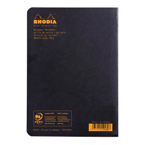 Rhodia Classic Notebook Stapled A5 Lined Black