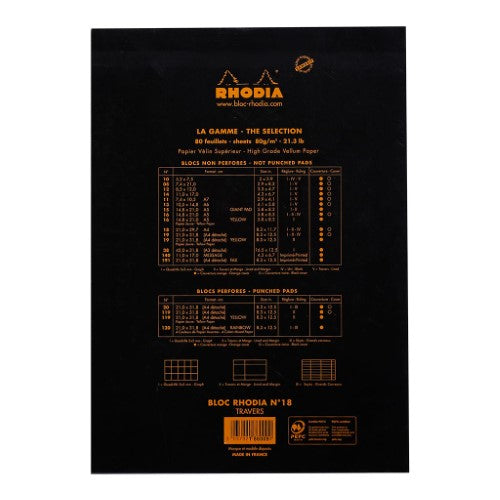 Rhodia Bloc Pad No. 18 A4 Lined Black