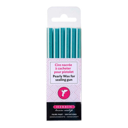 Herbin Wax Gun Sticks Pearly Azure Blue, Pack of 6