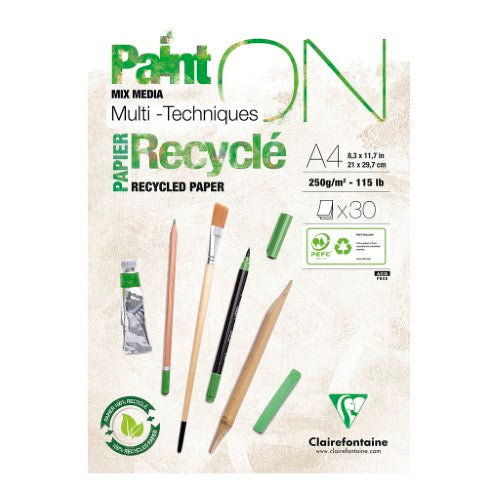 PaintON Recycled Paper Pad White A4 30sh