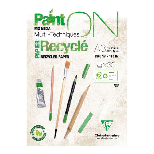 PaintON Recycled Paper Pad White A3 30sh