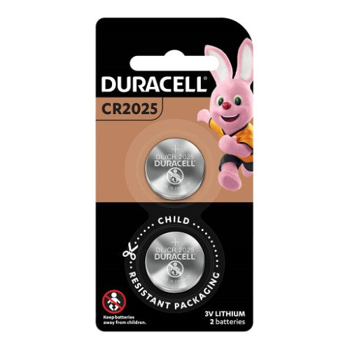 Duracell Lithium Coin CR2025 Battery Pack of 2
